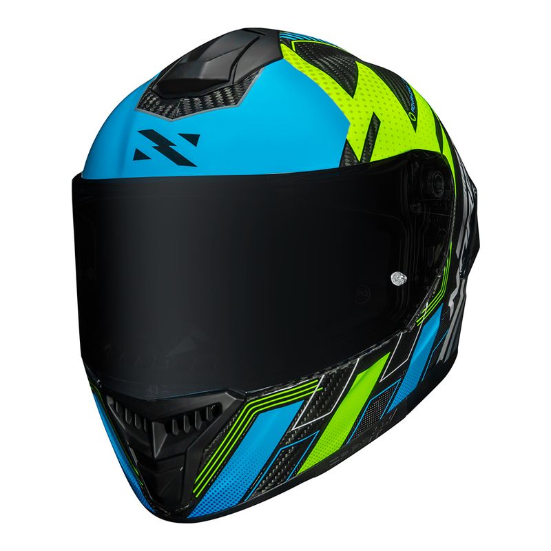 CAPACETE CARBON R TEAM AMARELO/AZUL