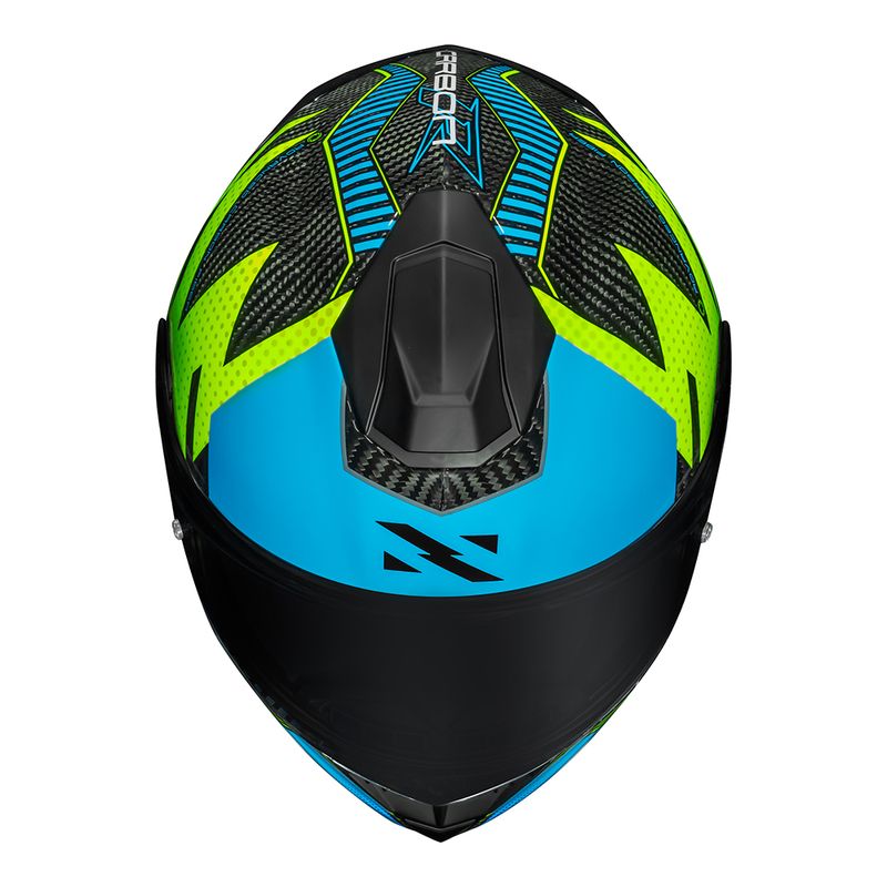 CAPACETE CARBON R TEAM AMARELO/AZUL
